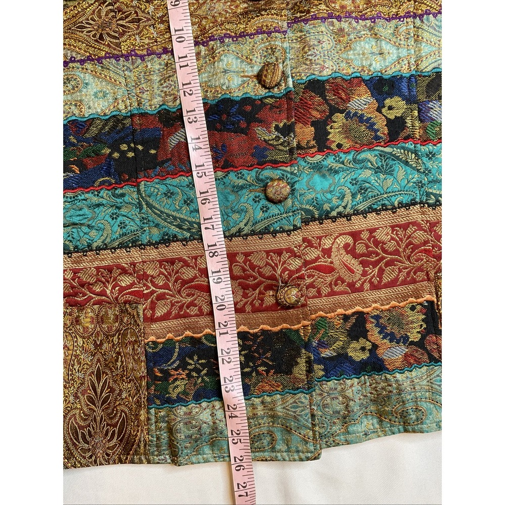 Travelsmith Tapestry Vest Art To Wear Silk Patchwork Lightweight Jacket Size XL - Picture 5 of 8